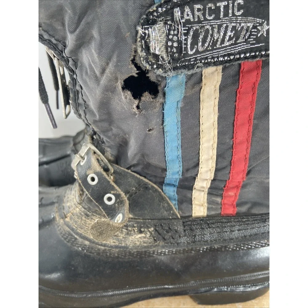 Vtg Arctic Comet Mens Black Navy Insulated Zip Down Snow Boots Size 9 Snowmobile